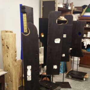 Loom Sculptures standing in studio